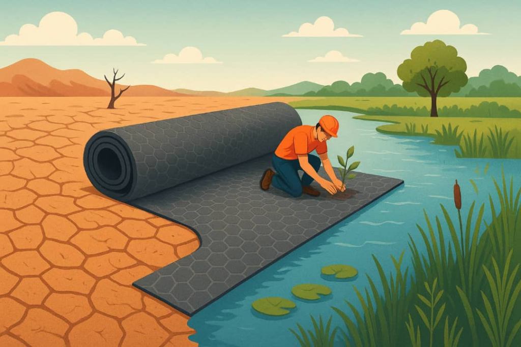 نقش ژئوسنتتیکها در احیای تالابها و دریاچههای در حال خشک شدن