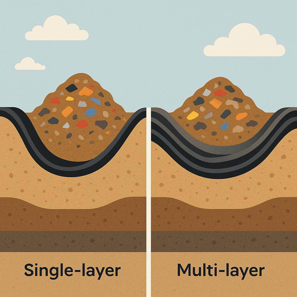 مقایسه عملکرد ژئوممبرانهای تکلایه و چندلایه در پروژههای دفن زباله